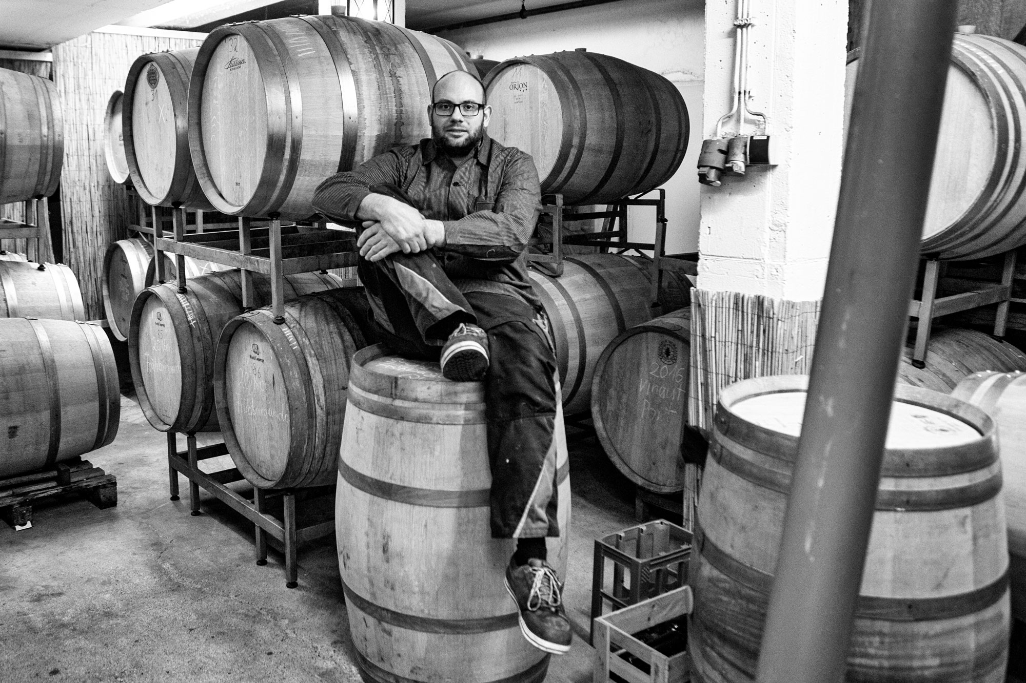 Christoph Oesswein im Keller der Odenwälder Winzergenossenschaft vinum autmundis