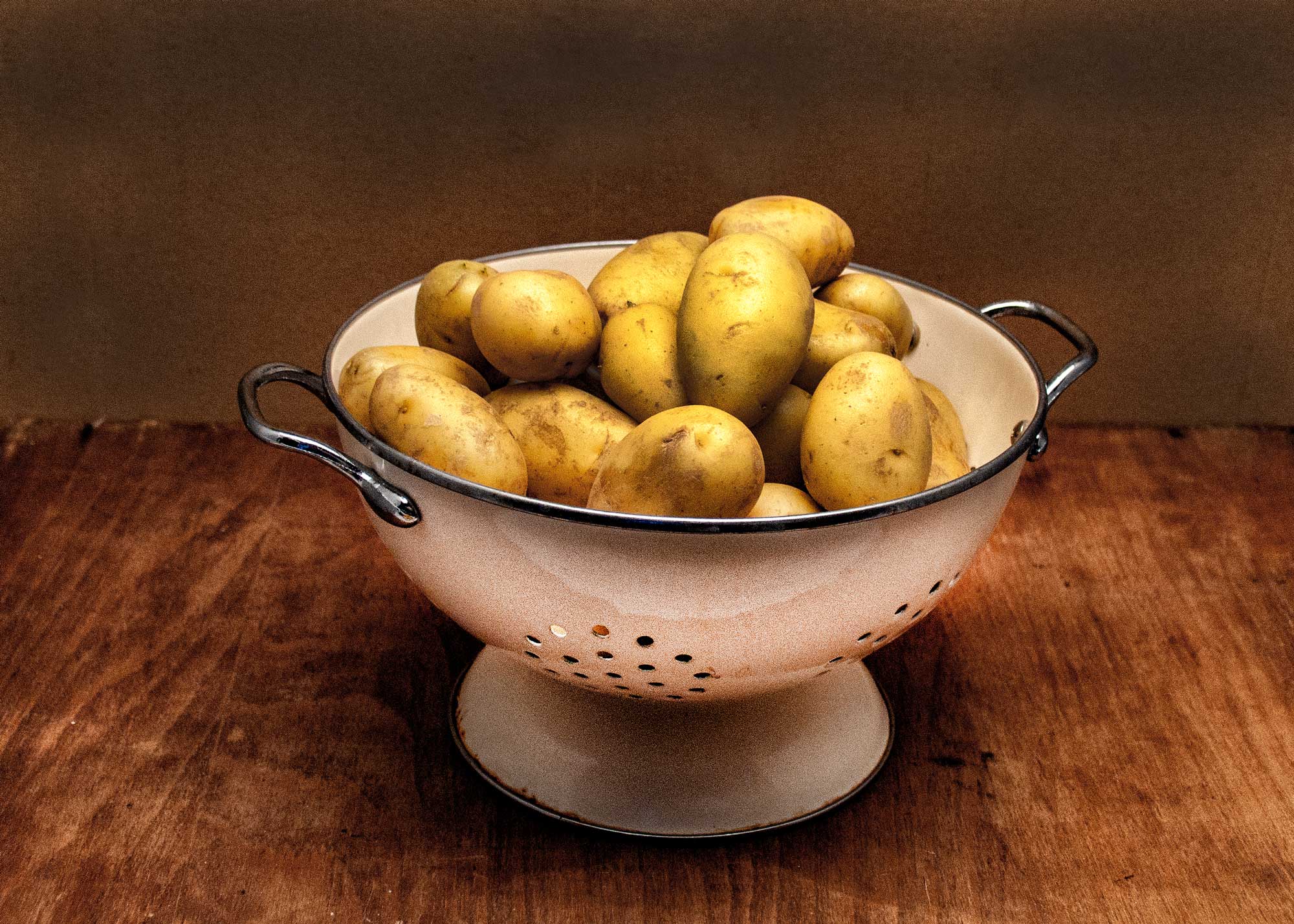 Kartoffelstampf aus Drillingen mit Zwiebeln und Olivenoel