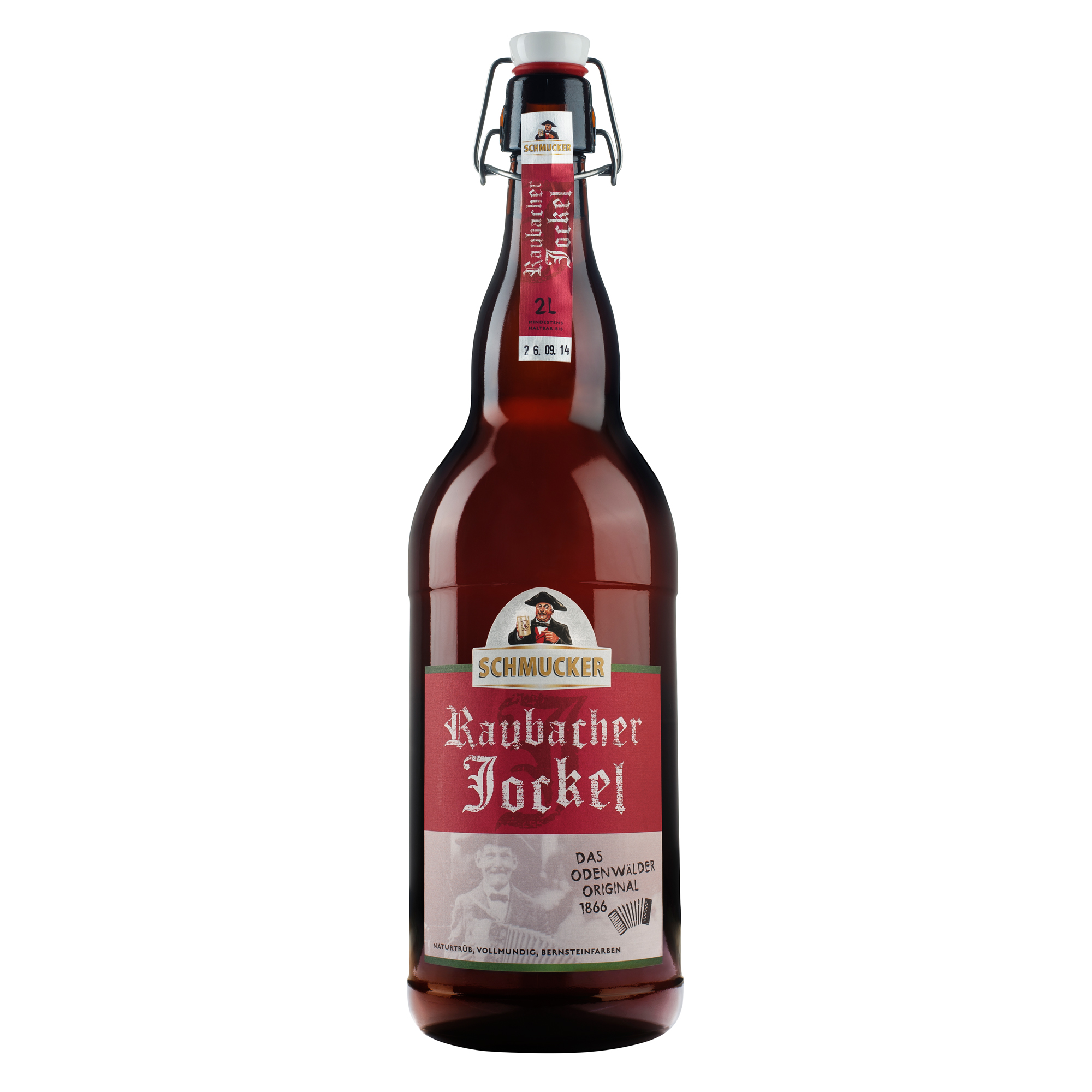 2 Liter Bier Raubacher Jockel von der Privat-Brauerei Schmucker in Mossautal